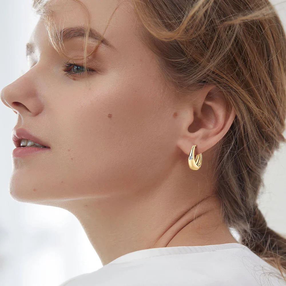 Exquisite Moissanite Diamond Hoop Earrings for Women 100% S925 Sterling Silver Plated 18k Yellow Gold Huggie Earring Wholesale