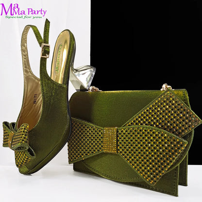 2025 High Quality Fashion New Design Super High Heels in Sky Blue Color Special Mature Italian Women Shoes and Bag Set