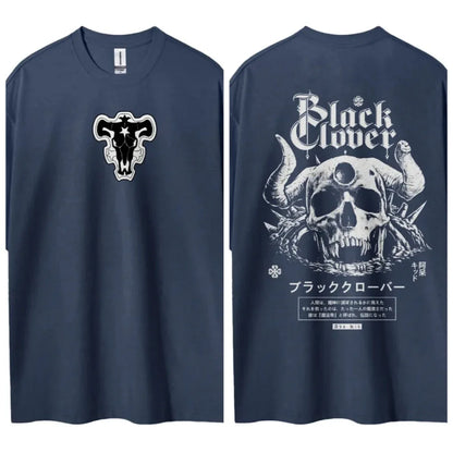 Black Clover T-shirt Men's Pure Cotton Casual  Round Neck T-shirt Short Sleeve Clothing Summer Sports Casual Short Sleeve Top