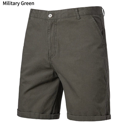 8 Colors Mens Cotton Casual Shorts Summer Business Casual Knee Pants Classic Khaki American Style Streetwear Golf Shorts Beige