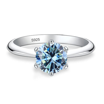 0.5ct 1ct 2ct 3ct Blue Pink Purple Black Moissanite Rings for Women Sterling 925 Silver Wedding Party Band Woman's Ring