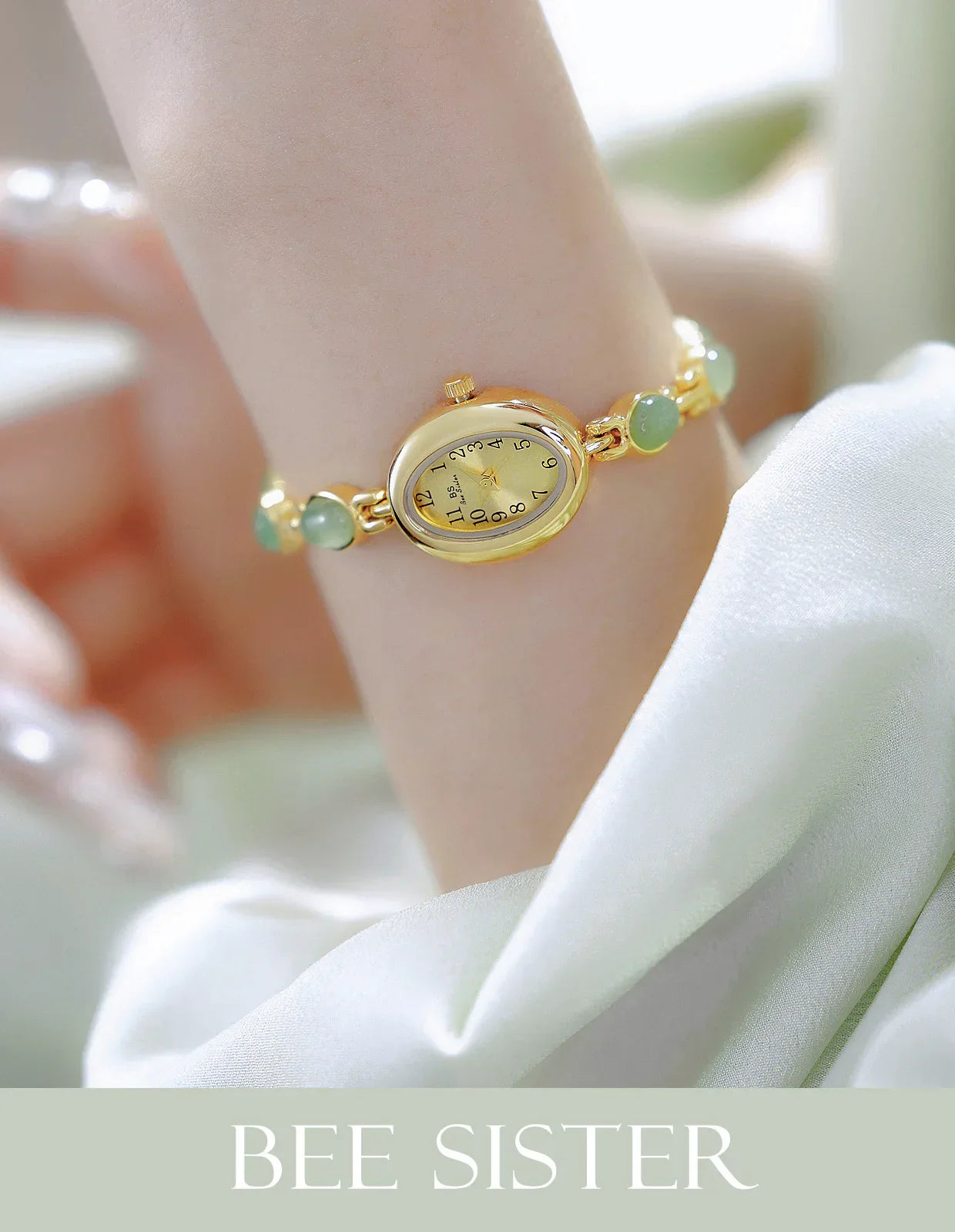 2026 Women quartz Watch Luxury Brand Retro Natural Dongling Stone Hotan Jade Waterproof Ladies Advanced Chain Wristwatches gift