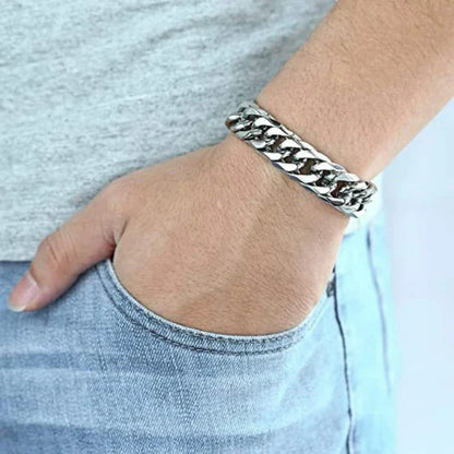 Stainless Steel LA Cuban Link Chain Silver Color Necklace For Men Jewelry 8/10/12/14MM Width Hip Hop Punk Accessories