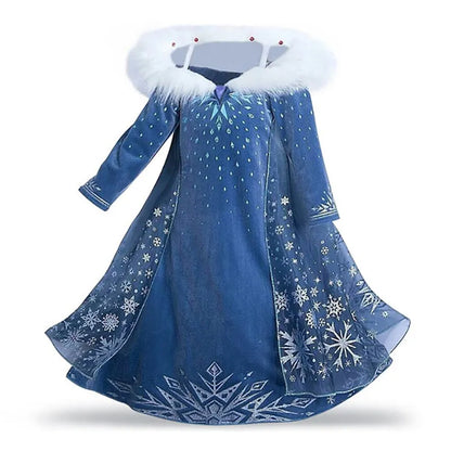 Children Snow Queen Princess Dress Winter Girl Elsa Costume Carnival Birthday Holiday Party Dress Kids New Outfit Clothes 2025