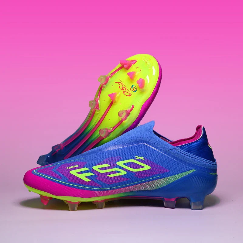 2555 High Quality Mens Soccer Shoes SLIP-ON Non-Slip Turf Soccer Cleats Boys TF/FG Training Football Boots Chuteira Campo F50