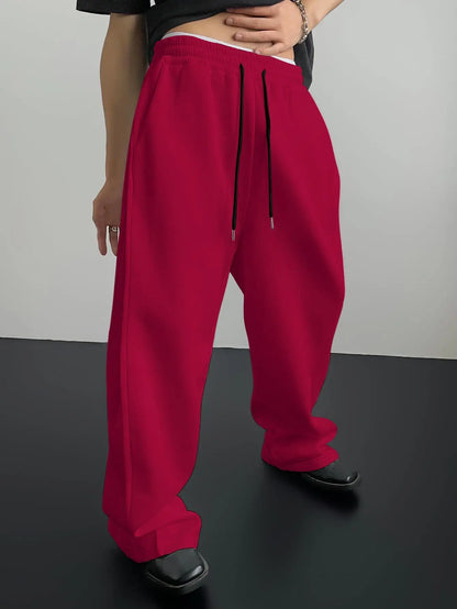 2025 men's wide leg sweatpants, European and American men's and women's sweatpants, waist drawstring straight leg loose casual s