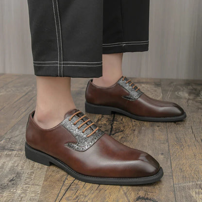 Fashion Designer New Men's Pointed Lace Up Oxford Shoes Male Wedding Dress Homecoming Formal Wedding Footwear