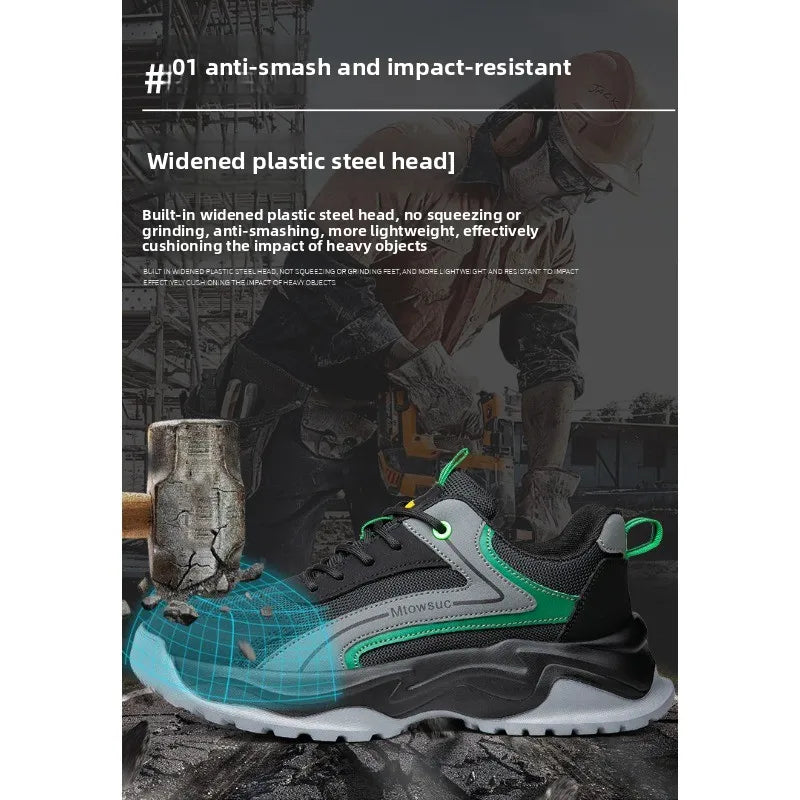 Men's Labor Protection Shoes Anti-Smashing Anti-Piercing Lightweight Breathable Wear-Resistant Safe Work Shoes