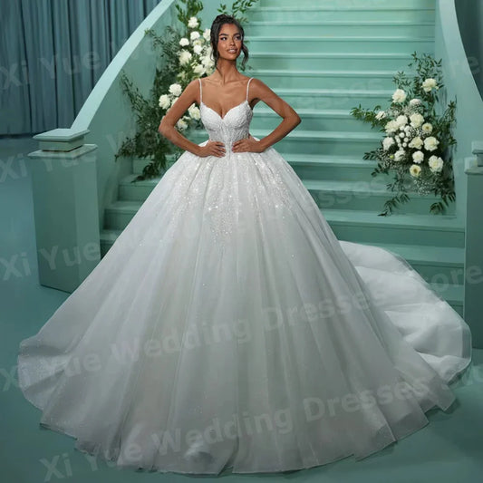 A Line Women's Sexy Spaghetti Straps Wedding Dresses Vestido De Novia Backless Bride Gowns Customized Robe De Mariée