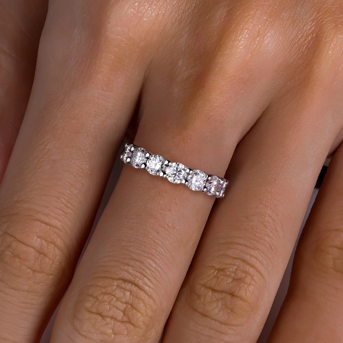 4.5mm D Color Moissanites Eternity Band Ring 925 Sterling Silver Wedding Rings for Women Jewelry Gifts Wholesale