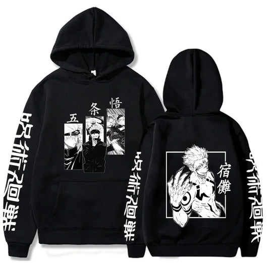 Latest anime printed hoodie spell battle hoodie Harajuku autumn and winter streetwear tiger cane Yuren casual hoodie