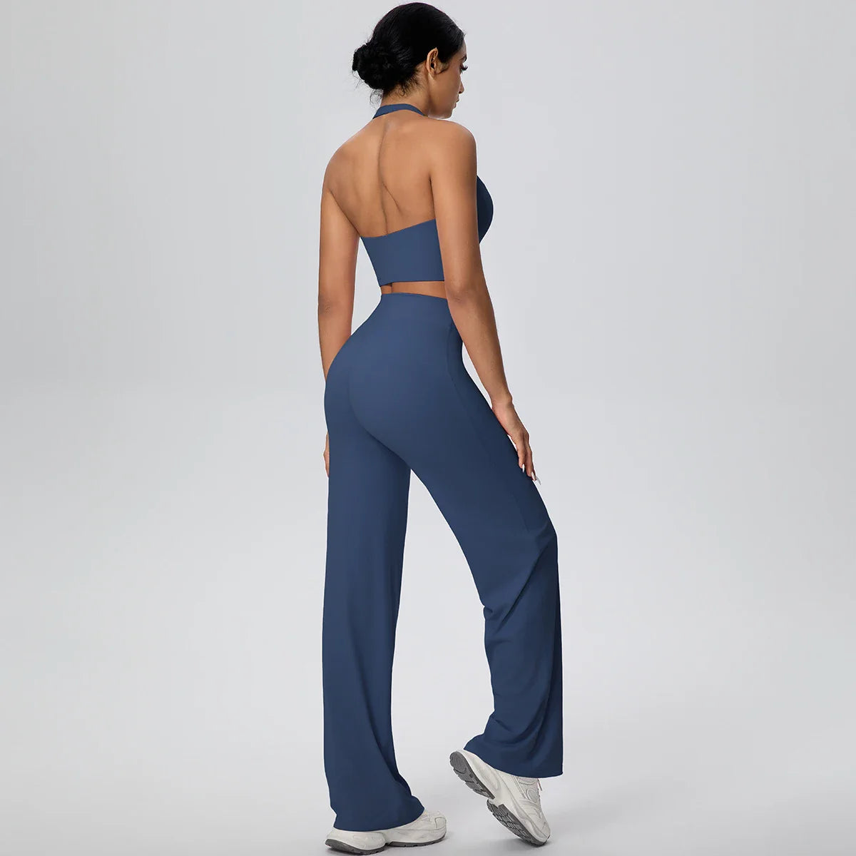 2PCS Woman Backless Hanging Neck Bra and Pants Yoga Set Summer Breathable Gym Sports Running Workout Top Hot Sales Yoga Set