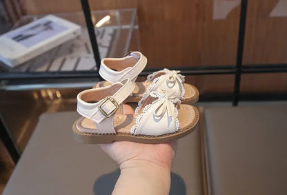 Girls Cute Lace Bow Princess Sandals New Little Kids Soft-soled Beach Summer Shoes Size 22-31