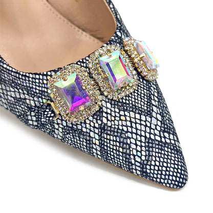 Rhinestone Pointed-Toe High Heels Shoes and Bags Set for Women Wedding and Party Elegant Luxury Fashion in Wine Color