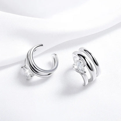 18K Plated Certified Full Moissanite Clip Earrings for Women Pear Cut Pure 925 Silver Lab Diamond Jewelry Wholesale