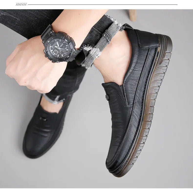 High Quality Outdoor Comfortable Fashion Soft Classic Driving Non-slip Flats Moccasin Handmade Men Cowhide Leather Casual Shoes