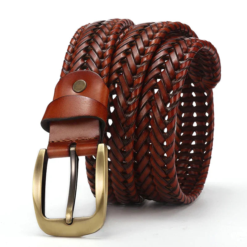 Luxury Men's Pin Buckle Braided Belt High Quality Braid Vintage Belt For Men's Casual Jeans Belt