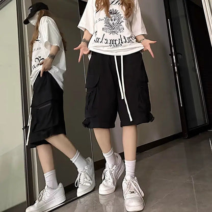 Europeans American Style Plus Size Cargo Pants High Street Hip-hop Women's Shorts Summer New Casual All-match Five-pointed Pants