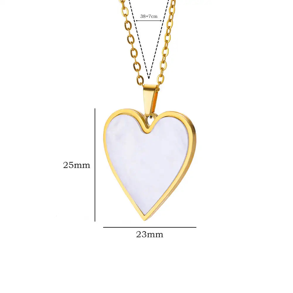 Stainless Steel Love Heart Pendant Necklace For Women Fashion Gold Color Flower Necklace Couple Aesthetic Jewelry Accessories