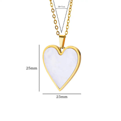 Stainless Steel Love Heart Pendant Necklace For Women Fashion Gold Color Flower Necklace Couple Aesthetic Jewelry Accessories