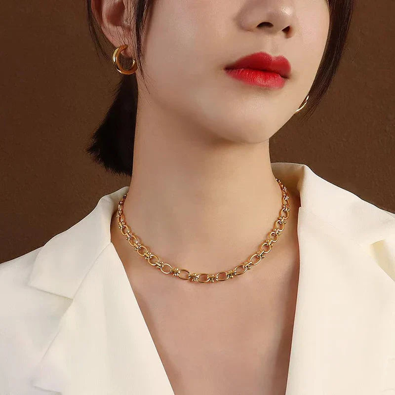 316L Stainless Steel Metal Chain Necklace For Women Fashion 18K Gold Plated Neck Chain Waterproof Jewelry Lady Gift