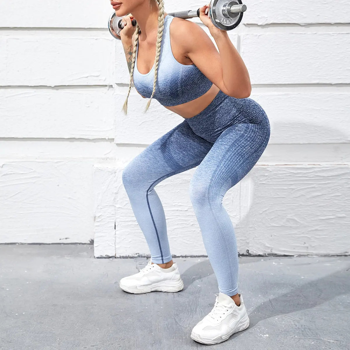 Workout Sets Two Piece Outfits for Women Clothes Gym Yoga Seamles Sports Bra Tank Tops with Legging