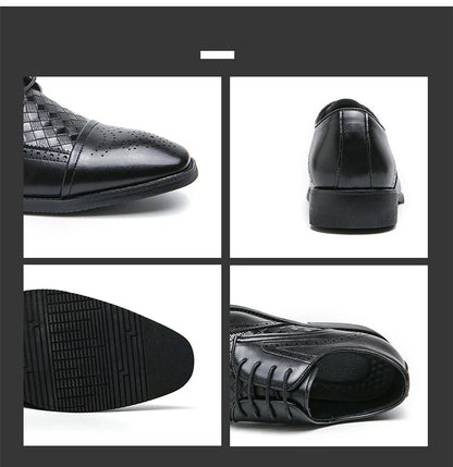 Weaving Formal Shoes For Men Brown Leather Men's Shoes Fashion Stitching Elegant Mans Autumn Footwear Male Wedding Shoes