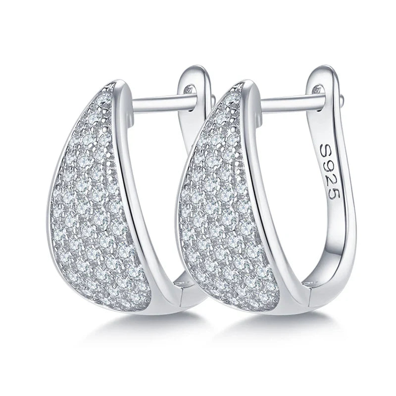 Full D Color Moissanite Earrings 925 Sterling Silver for Women Lab Diamond Plated White Gold Earrings Wedding Jewelry