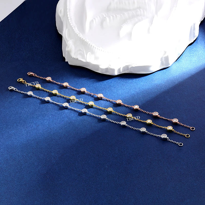 4MM 2.4cttw Black Moissanite Bracelet For Women GRA Certified S925 Silver Round Bubbles Diamond Bezel Tennis Chain Jewelry