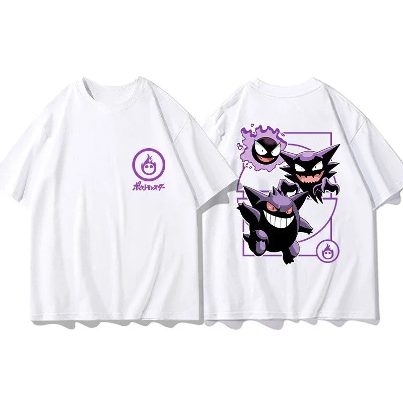Short Sleeve T-Shirt Gengar Psyduck Mewtwo Printed Men's Boys and Girls Summer New Fashion Top