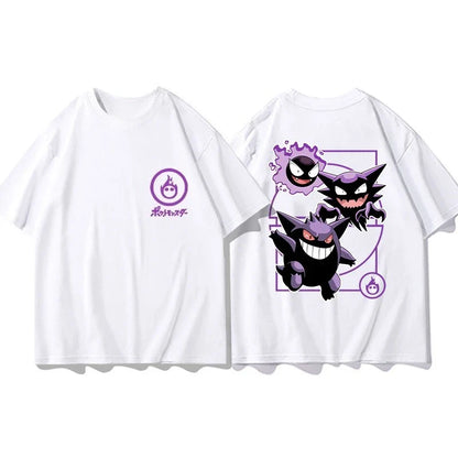 Short Sleeve T-Shirt Gengar Psyduck Mewtwo Printed Men's Boys and Girls Summer New Fashion Top
