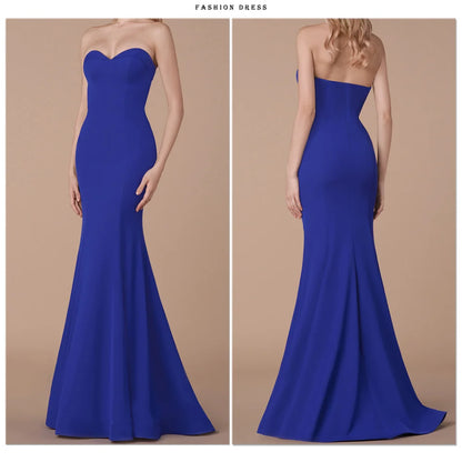 Elegant Women Cocktail Prom Strapless Bridesmaid Dress Royal Blue Graduation Party Classic Evening Dresses Summer 2025