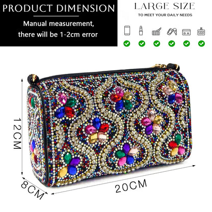 Elegant Rhinestone Pointed-Toe Pumps With Matching Bag Set Large Capacity Bag for Women's Party High Heels