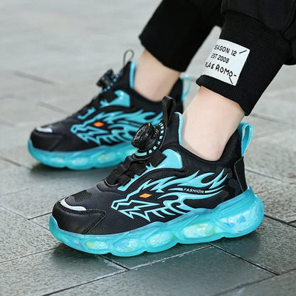 New Anti-skid Leather Kids Sneakers for Boys Running Walking Lightweight Casual Shoes With Fashion Dragon Pattern Shoes