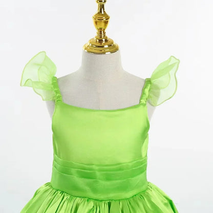 Disney Girls Cosplay Fada Tinker bell Vestido Crianças Princesa Fada das Flores Com Asas Fantasia Festa Tinkerbell Tinker Bell Vestido