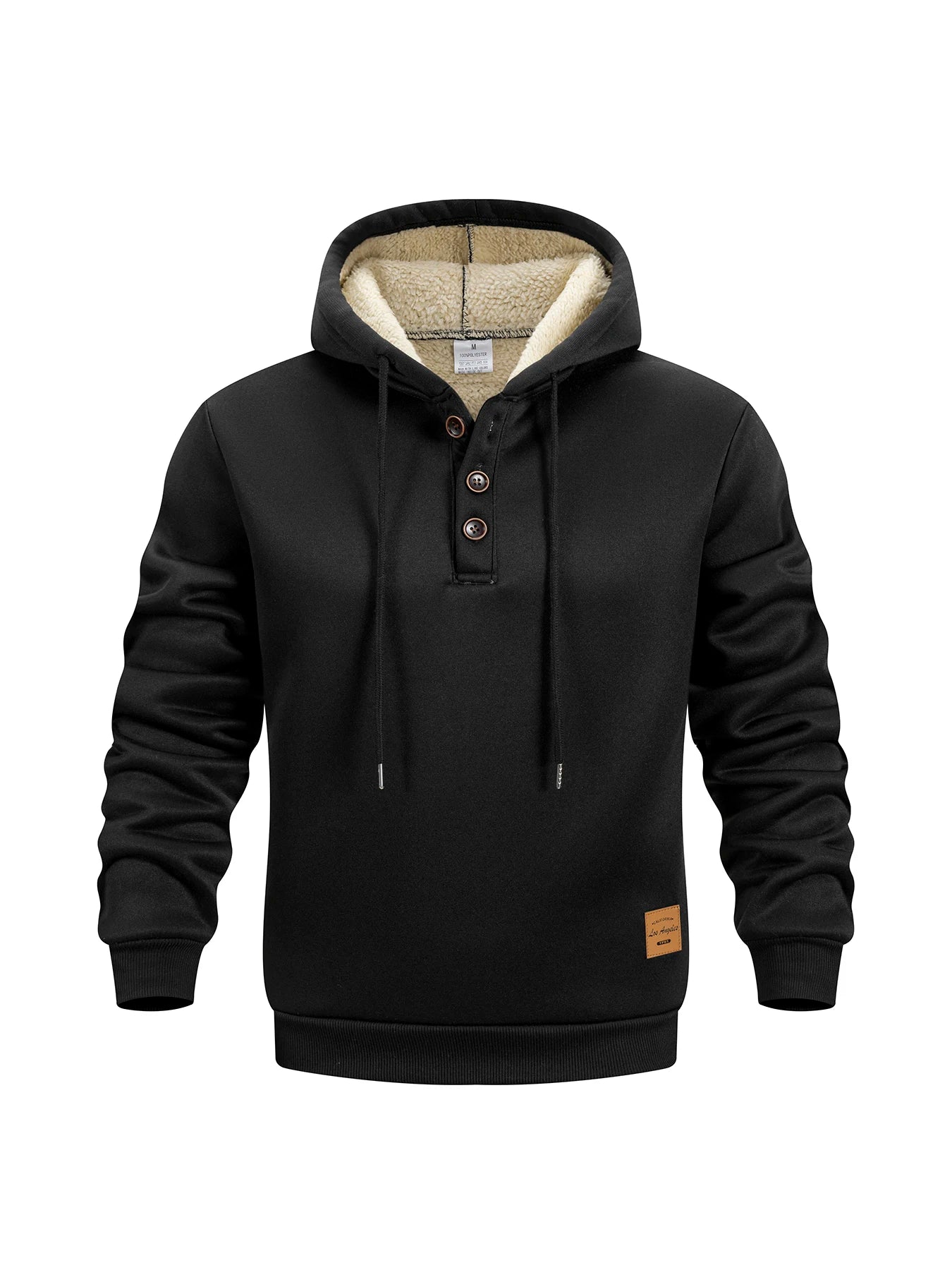 Men's Half Button Hoodie Thicken Winter Hooded Sweatshirts Retro Warm Fleece Knit Sweater Outdoor Running Sports Casual Pullover