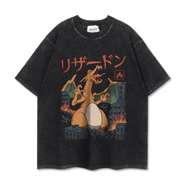 Graphic T-shirt Man Women Vintage Washed Short Sleeve Tee Casual Top Y2k Summer 2026 Fashion Loose Cotton Tee