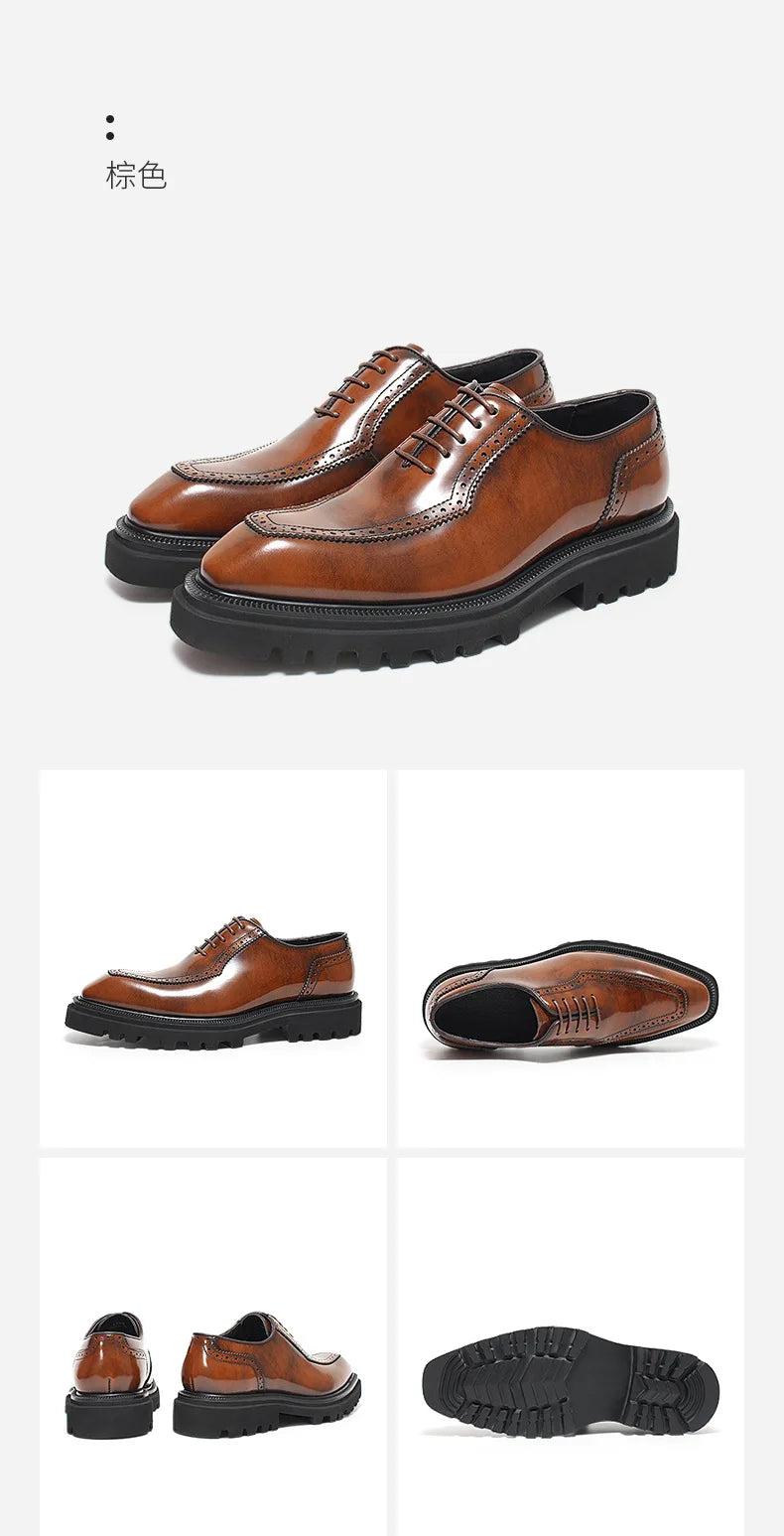 High Quality Height Increase Oxford Dress Shoes Men Genuine Cow Leather Suit Shoes Lift Brogues Wedding Formal Elevator Shoes