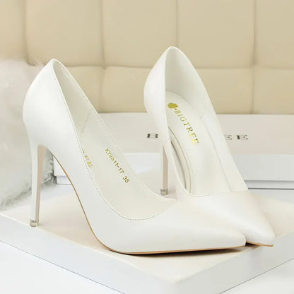 Plus Size 34-43 Woman Classic Concise 7.5cm 10.5cm High Heels Lady Elegant Colorful Pumps Scarpins Yellow Mid Low Heels Shoes