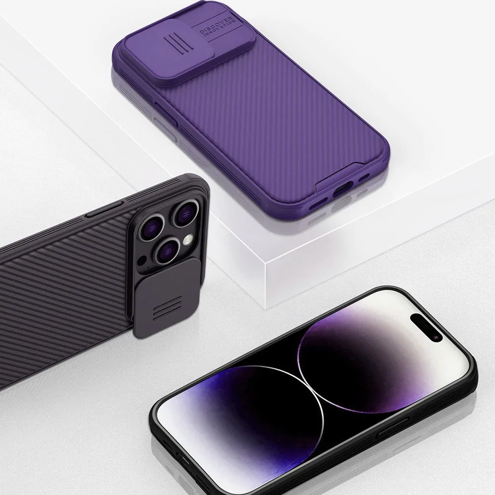 Slide Camera Lens Protection For Magsafe Magnetic Wireless Charging Case For iPhone 13 14 15 16 Pro Max Plus Soft Silicone Cover