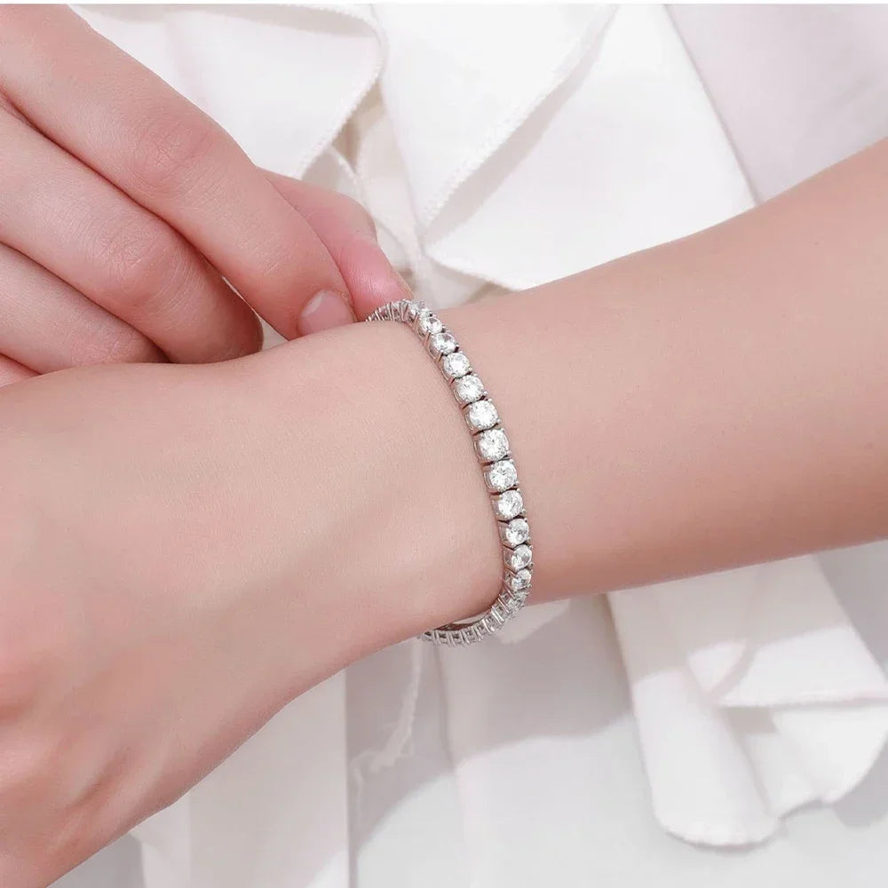 Full Moissanite Tennis Bracelet for Women with Certificate 3-5mm Size Gradient Lab Diamond Bracelets S925 Silver Plated 18K Gold