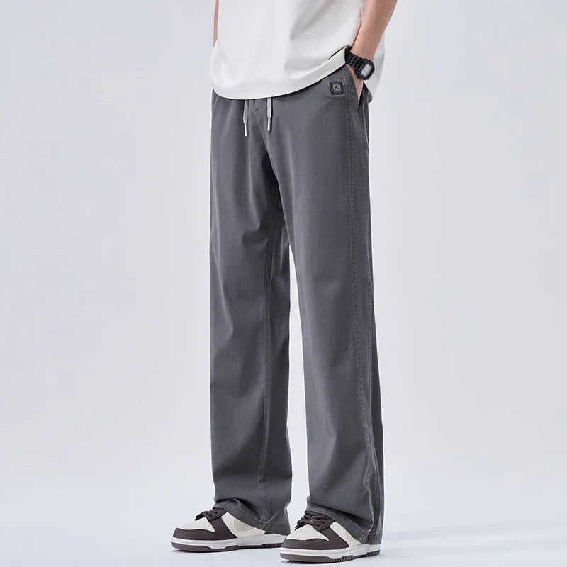 Brand Soft Jeans for Men Spring Thin Draped Comfortable Straight Trousers Drawstring Male Baggy Denim Pants Streetwear