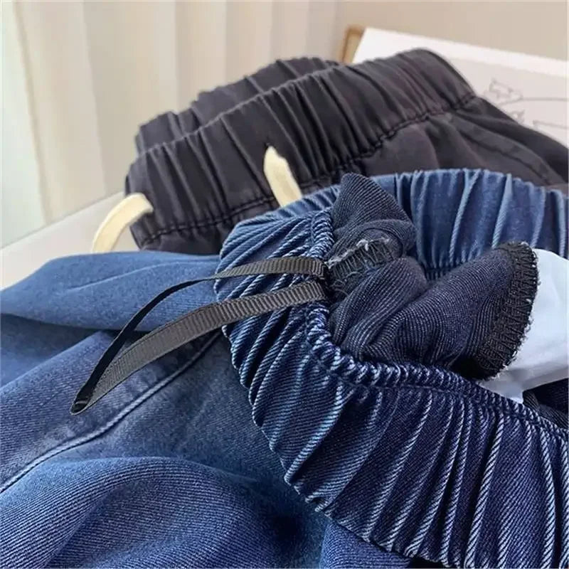 Trendy Straight Leg Jeans Women's Casual Loose Fit Slimming Summer Hot Sale Of The Season New Style Elastic Waist Student Fashio