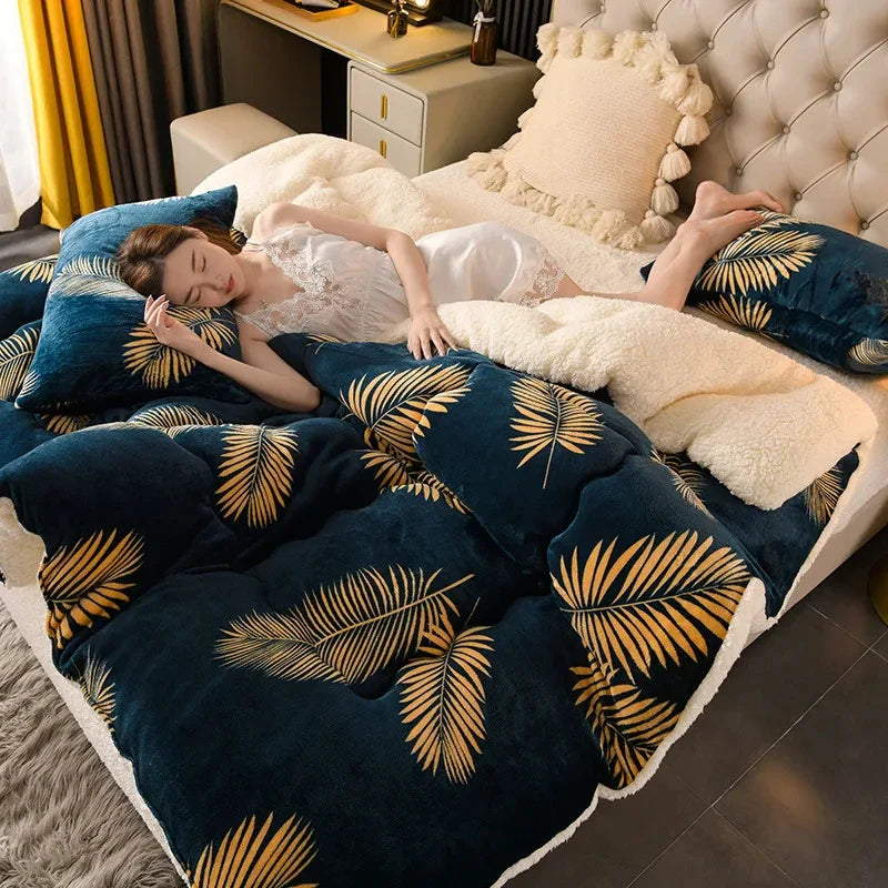 New Super Thick Winter Warm Blanket for Bed Artificial Lamb Cashmere Weighted Blankets Soft Comfortable Warmth Quilt Comforter
