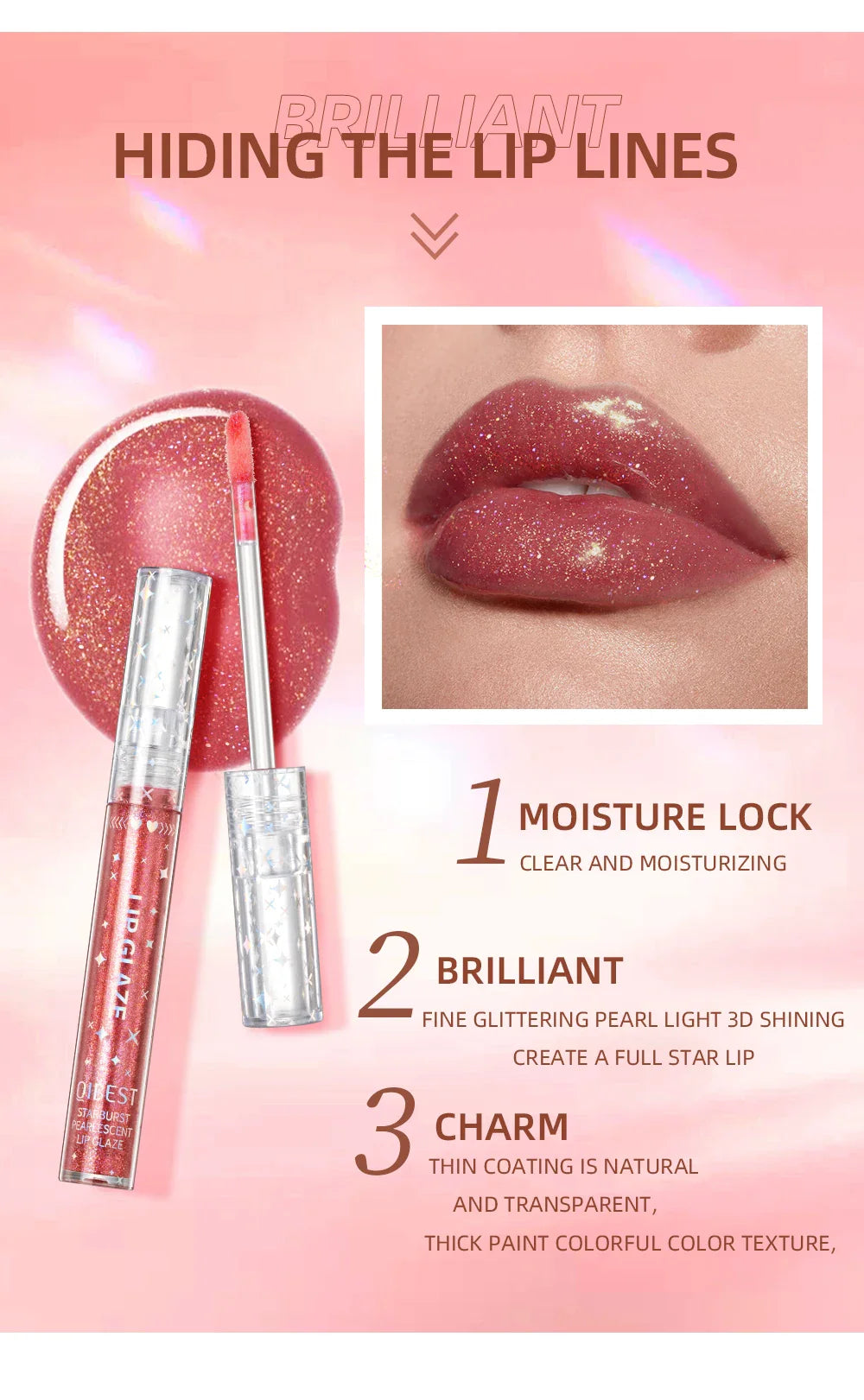 9Pcs/Sets Glitter Lip Glaze Liquid Lipstick Set Shine Lip Gloss Gift Box Natural Moisturizer Waterproof Lips Makeup