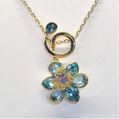 2025 New Trend Fine Jewelry Sets Charm Pink Blue Flower Crystal Fashion Original Luxury Necklace Earring Romantic Gift for Women