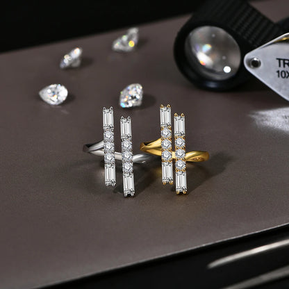 D VVS1 Color 3.0CT Moissanite Rings for Women Adjustable Ring Solid 925 Sterling SIlver Engagement Wedding Fine Jewelry