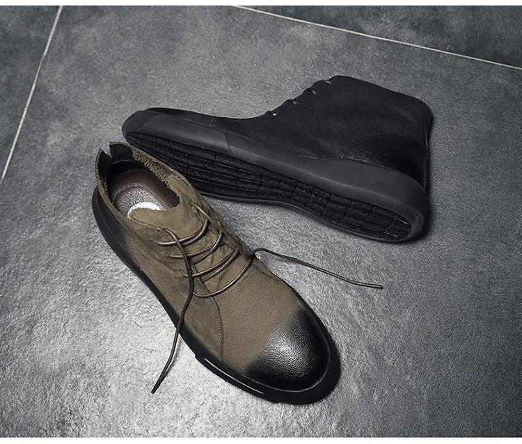 Men's Chelsea Cotton Boots Winter Men's Genuine Leather Shoes High Top Men Plush Sapato Social Masculino Zapatos Para Hombres