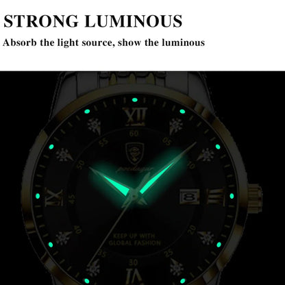 Luxury Woman Watch Waterproof Stainless Steel Luminous Date Ladies Watch Fashion Simple Casual Women’s Quartz Watches