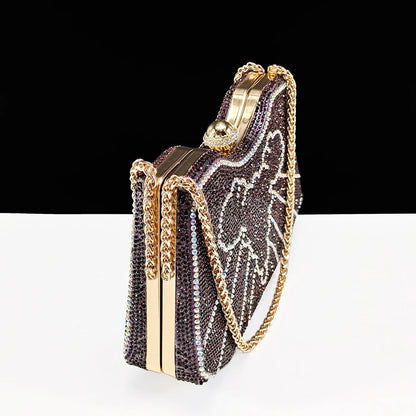 Women High Heel Party For Purple Color Shoes and Bag Set Rhinestone Handbag Italian Design Wedding INS 2025